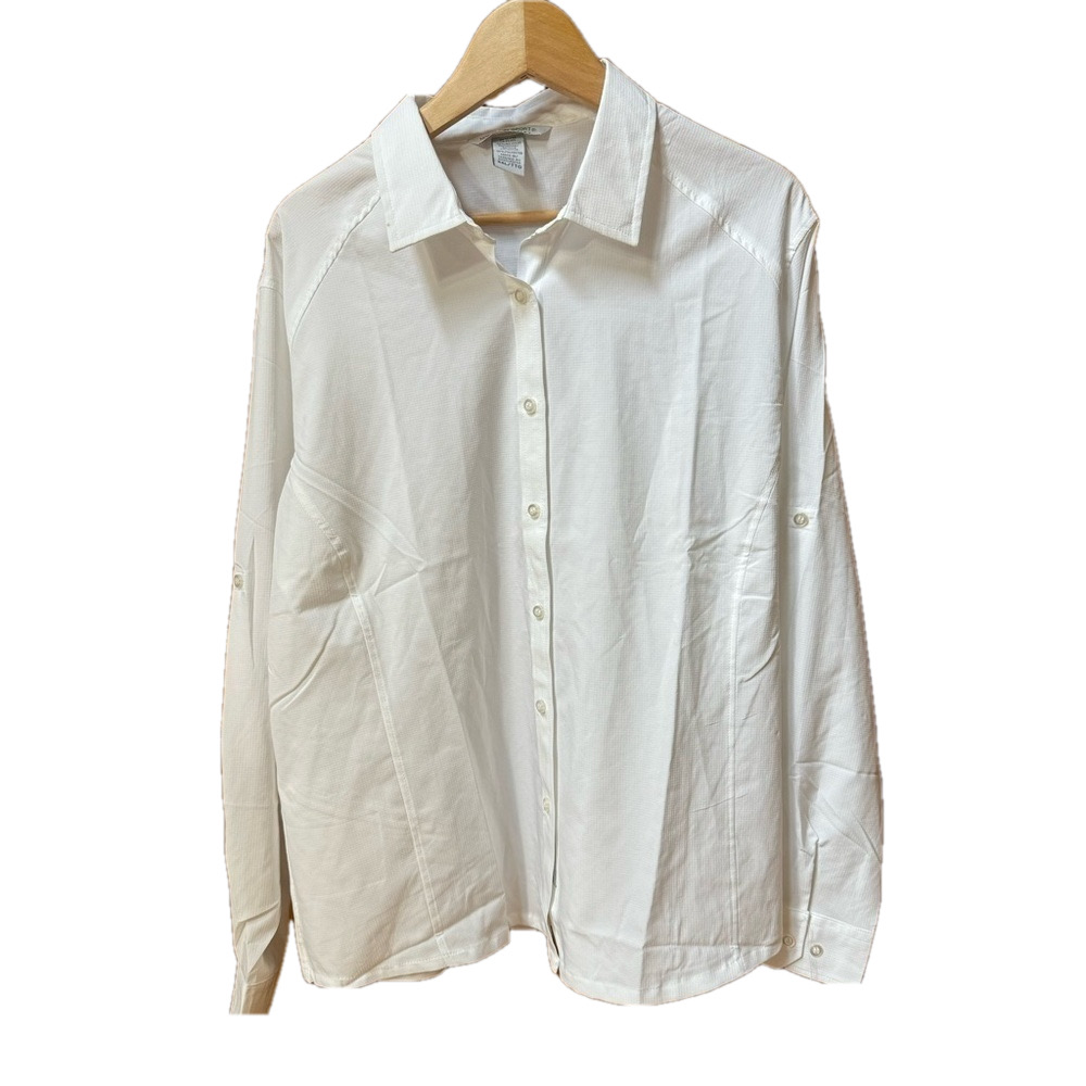 North End Sport Lady XXL White Long Sleeve Button Down Moisture Wicking Shirt